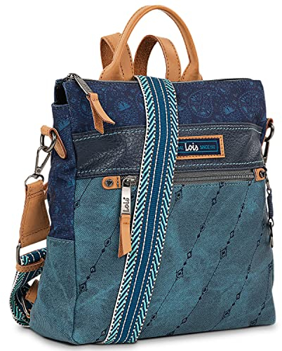 Lois - Bolso Mochila Mujer Elegante Tipo Casual Moderna Para Vestir Mochilas Mujer Estilo Urbano Mochila Negra Mujer Pequeña Ideal Para Uso Diario, Azul