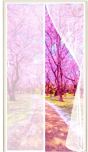 Door Screens for Keeping Out Flies, (663 Size) 150x195cm Double Magnetic Fly Screens for Patio Doors, French Insect Door Net Fly Screen Curtain Mesh White