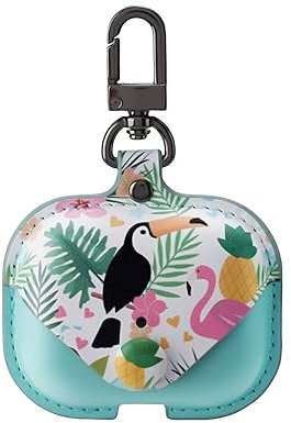 MODOS LOGICOS Charging Case Cover for Apple Air Pods Pro, Leather Case with Secure Snap-Fastener Compatible with Apple AirPods Pro 1st (2019) / AirPods Pro 2nd (2022) Charging Case - Toucan/Teal