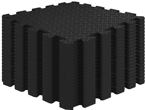 Pack of 20 Gym Flooring All Black -12 MM Extra Thick Foam Mats EVA Foam Gym Mats for Home 30x30 cm, Heavy Duty Interlocking Floor Eco-friendly Mat for Yoga Exercis