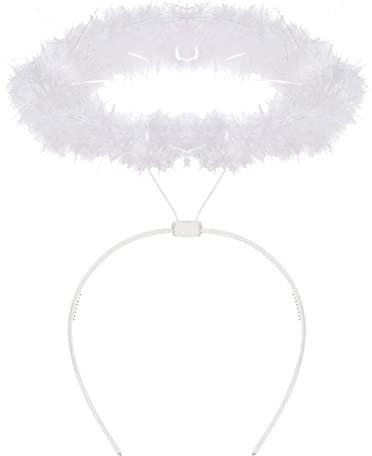 AKH® Weißer Engel Halo | Einheitsgröße | Stirnband | Feder Haarring | Für Weihnachten Halloween Geburtstag Kostüm Party | Engel Kostüm Zubehör für Erwachsene Kinder