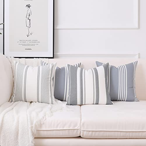 Homefeelzydys Packung mit 4 Kissenbezügen im Landhausstil kariert 40 x 40 cm Baumwolle dekorative Kissenbezüge Kissenbezug für Couch Bank Sofa