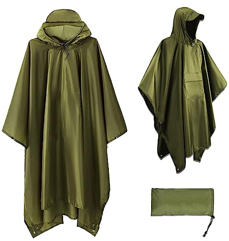 Aoreun Leichter Wasserdichter Regenjacken, Atmungsaktiv Faltbar Windbreaker, Wiederverwendbar Ripstop Mehrzweck Regenmantel, mit Kapuze regenponcho damen herren für Camping Wandern Angeln Reiten