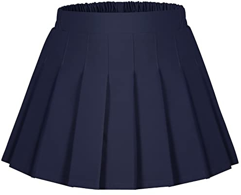 Auranso Jupe plissée pour filles - Taille élastique - Uniforme à carreaux - 4-14 ans