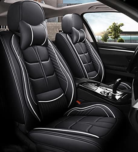 maiqiken Autositzbezug Für Audi A3 Sportback Hatchback 2002-2024 Komplettset 2 Sitze Allwettereinsatz Auto Ledersitzbezug Schwarz Weiß