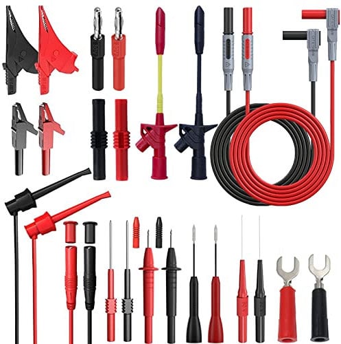 Young Dance 24 Pcs Multimeter Test Leads Set with Alligator Clips, Insulation Piercing Test Clip and Test Probes 1000V 10A CAT III for Fluke, KAIWEETS, INNOVA Multimeter, Voltmeter, Clamp Meter