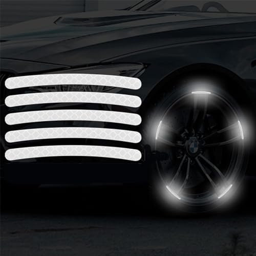 SANON 20 Adesivi riflettenti per mozzo ruota, adesivi moto, adesivi cerchi moto, catarifrangente adesivo, adesivo moto, adesivi per auto per auto moto pneumatici, bianco