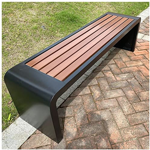 REOTEL Gartenbank Metall, Gartenbank Metall Wetterfest, Gartenbank Ohne Lehne, Parkbank, Eisenbank Ruhebank für 2-8 Sitzer, Laubenbank für Garten, Balkon und Terrasse,Schwarz,180x40x45cm