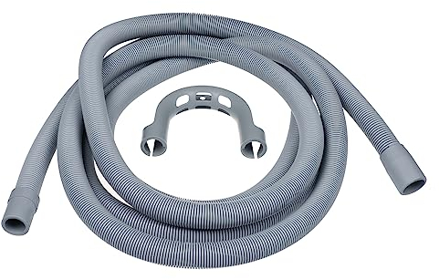 Invero Universal Washing Machine and Dishwasher Replacement Drain Waste Outlet Pipe Hose and Hook Kit - 19mm and 22mm Fitting with Extra Long 4 Metre Length Pipe (4m)