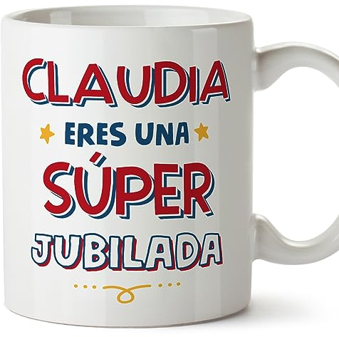 MUGFFINS Tazas Personalizadas para JUBILADA mujer - En Español - Eres Súper - 11 oz / 330 ml - Regalo Personalizable original y divertido