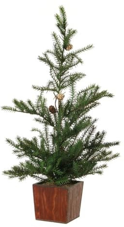 artplants.de Deko Baum Tanne CEDARIO mit Zapfen, im Holztopf, 60cm - Künstlicher Weihnachstbaum