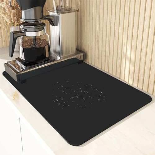 Tapis Machine A Cafe En Nanofibres À Séchage Rapide 40 X 60cm, Tapis Egouttoir Vaisselle Absorbant, Silicone Antidérapant Tapis Vaisselle, Tapis De Sechage Vaisselle pour Cuisine, Évier Et Salle