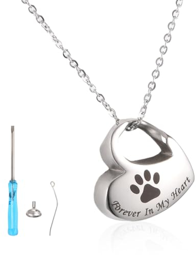 uinnossvc Urne Halskette für Asche, Herz Urne Kette mit Gravur, Halskette mit Gravur Herz, Edelstahl Asche Schmuck Memorial Anhänger mit Trichterfüller Kit