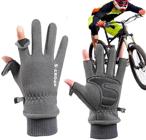 KLUFO Fingerlose Winterhandschuhe | Warme Arbeitshandschuhe aus Polarfleece mit Touchscreen - Winter Wendehandschuhe Outdoor Radfahren Verdickte Handschuhe für Camping
