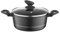 FLORINA Pentola in Alluminio (2,1 l) 20 cm I Pentola da Cucina con Coperchio in Vetro DELUX I Misurino & Rivestimento Anti-Graffio I Adatta per Piano Cottura a Induzione, Gas Elettrico (Nero)
