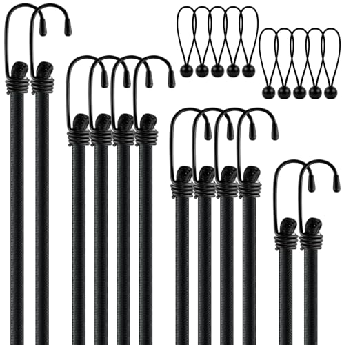12er-Set Spanngummi mit Haken, in 4 Längen, Wasserdicht Planenspanner mit Stark Spanngurte, Elastische Gepäckspanner, Expander mit Haken für Ladesicherungen(30cm 45cm 60cm100cm)