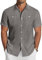 COOFANDY Men's Short Sleeve Shirts Linen Casual Button Down Summer Tropical Beach Shirt L
