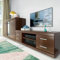 Lowboard und Sideboard Wohnzimmer Möbel Set Nussbaum Wohnwand Fernsehwand klassisch TV Schrank Highboard Vitrine
