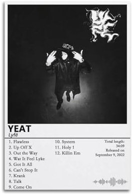 AYUBQ Yeat Poster Albumcover Poster für Schlafzimmer, Wandkunstalbum, Musikcover, Poster, 20 x 30 cm, ungerahmter Stil