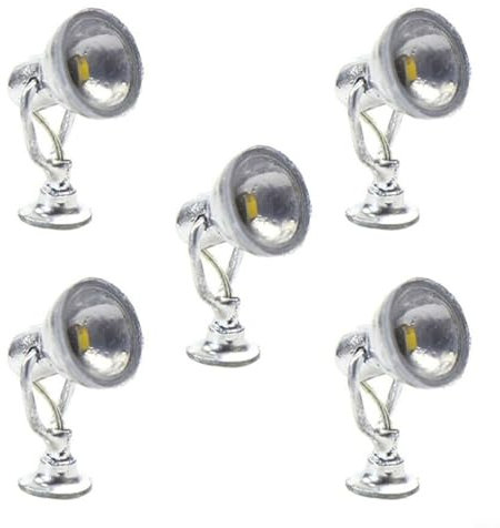 Modelleisenbahn 187 Lampe, Strahler, Flutlichter, 5 Stück, warmweiße LEDs, geeignet für OO-Skala, verbessern Sie den Realismus Ihrer Miniaturwelt (warmweiß)