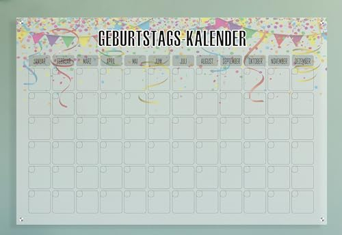 Queence Acrylglas Wochenplaner abwischbar 60x40 cm | Wochenplan transparent | Geburtstags-Kalender | wiederverwendbar | Familienplaner | Notizen | Terminkalender | Wandkalender | Monatskalender