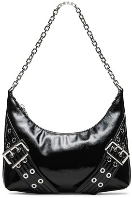 Steve Madden Damen Roller Buckle Shoulder Bag GRAYA Schultertasche mit Rollschnalle, Schwarz