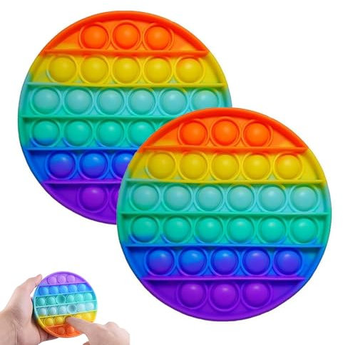 2 Stück Pop It Spielzeug, Pop It Baby, Plopp Spielzeug, Pop It Groß, Anti-Stress-Spielzeug, Regenbogen, Für Autistische, Zappelige Menschen, Tolles Geschenk (Rund)