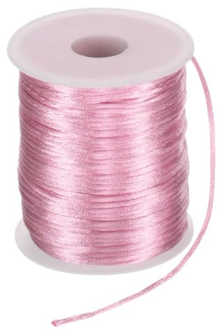sourcing map Cordoncino in nylon satinato, 2 mm, liscio come la seta, per braccialetti macramè, kumihimo, collane con nodo cinese, perline e creazione di gioielli, colore: rosa