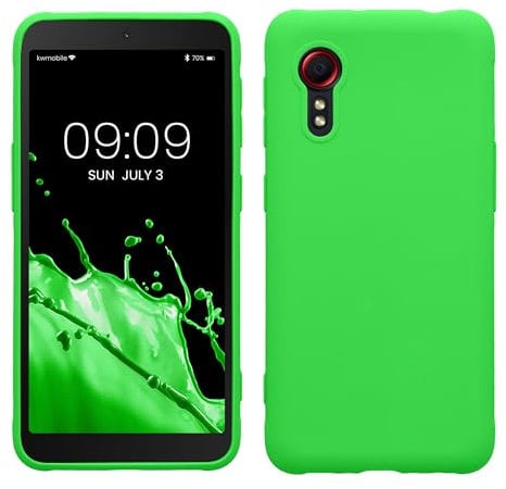 kwmobile Hülle kompatibel mit Samsung Galaxy Xcover 5 Hülle - weiches TPU Silikon Case - Cover geeignet für kabelloses Laden - Neon Grün