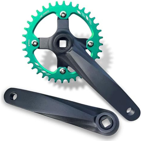 152/165/170MM Bicicleta De Montaña Juego De Bielas Cono Cuadrado 104 BCD 32/34/36/38T Sola Velocidad Plato Brazo De Manivela 7-12 Velocidades Aleación De Aluminio(Green,152MM 36T)