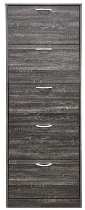 milani home - scarpiera Moderna 5 antecm 24 l x 60 p x 180 HDI coloreGrigio Scuro