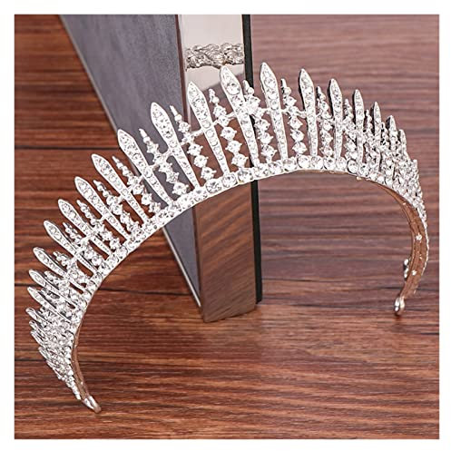HAODUOO Silberfarbene Strass Braut Tiara Haarkrone Hochzeit Haarschmuck Tiara Stirnband Königin Diadem Handgefertigte Braut Tiara