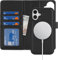Zouzt Case for iPhone 16 6.1 Inch, 2 in 1 Detachable Wallet with Card Holder for MagSafe Magnetic Wireless Charging Premium PU Leather Flip Folio Kickstand Shockproof Cover Women Men, Black