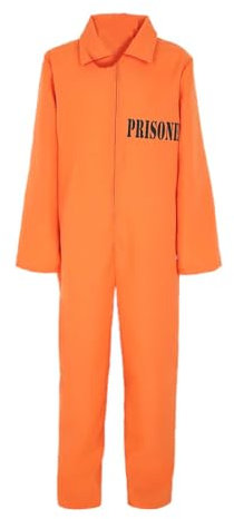 Mens Orange Prison Jumpsuit, Orange with Boiler Suit, Fancy Dress Costume, Prisoner Costume Outfit, Jail Jump Suit Dress Up Outfit, Funny Gifts for Men