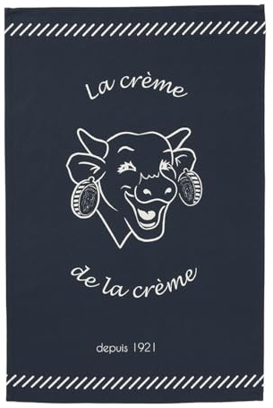 Coucke Geschirrtuch, Bedruckt, aus Baumwolle, 50 x 75 cm, Motiv: Kuh Qui lacht, Creme der Creme