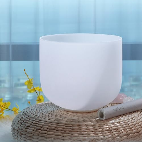 TOPFUND C Note Crystal Singing Bowl Root Chakra 7 inch with Suede Mallet