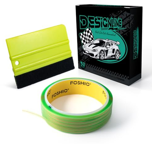 FOSHIO 50M Nastro da taglio senza coltelli, kit di pellicole per auto tinte, kit di copertura, strumenti di pellicola, inclusi raschietto in plastica, nastro di taglio in vinile, 50 m nastro adesivo
