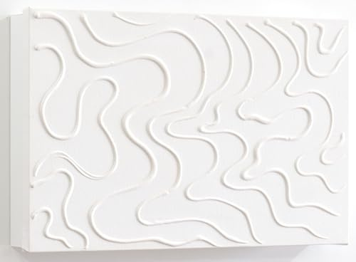 Tapa de Contador Pintada a Mano, Blanca, Minimalista, 37x22x3 CM