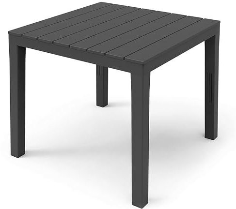 Spetebo Kunststoff Gartentisch quadratisch anthrazit - 78 x 78 cm - Campingtisch Balkon Terrasse Tisch - Balkontisch Terrassentisch Outdoor Garten Tisch wetterfest