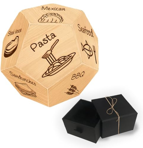 UNICRAFTALE Essenswürfel Holz Essens Entscheidungswürfel Date Night Würfel Geschenke Essensentscheidungswürfel Für Frauen Erwachsener Freund Geburtstagsgeschenke Für Paare