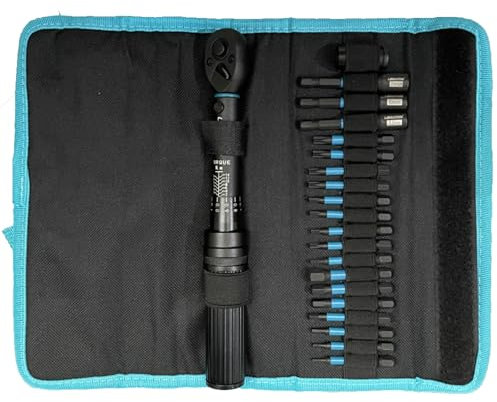 LIBRATON Bike Torque Wrench 1/4, 2-14 Nm, 72-Tooth Gear Torque Wrench, 0.1 Nm Micro Click Torque Wrench Set, Hex & Torx Impact Bits, Nut Drivers, Impact to 1/4 HEX Converter, Bicycle Repair Kit