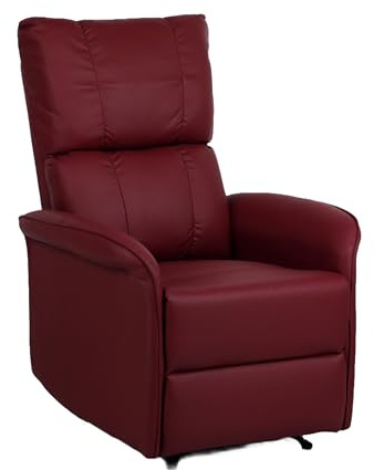 Totò Piccinni Poltrona LAGOS reclinabile elettrica DOPPIO MOTORE con poggiapiedi Imbottita (Ecopelle Bordeaux, Alzapersona Con Massaggio)