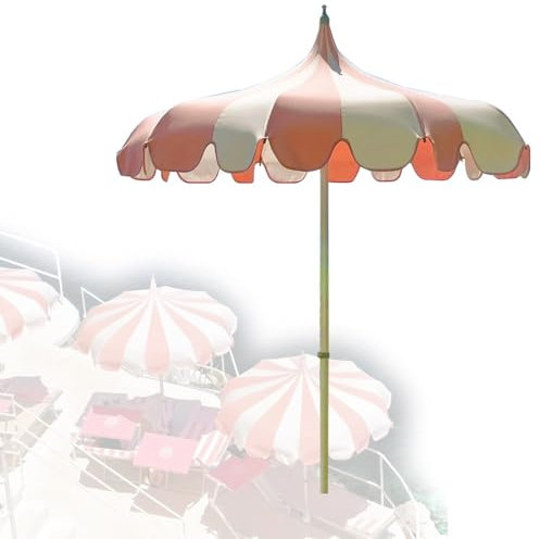 IMUNKT Parapluie Pagode Vintage, Parasol De Plage Rose, Grand 2.3M Parasol De Jardin Parasol Extérieur/Piscine/Plage, Accessoires De Photographie