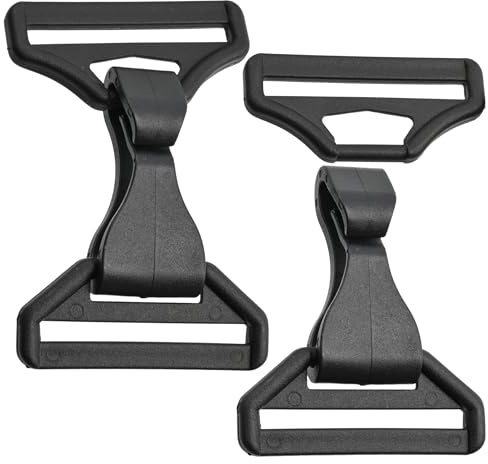 Aerzetix - Set di 12 fibbie per cinghie + 12 moschettoni a sgancio rapido con gancio | per creativi borsa zaino progetti di cucito | colore nero | in plastica