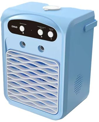 dijiusidy Mini enfriador de aire evaporativo con 3 velocidades, adecuado para el hogar y el automóvil, humidificador ABS, aire acondicionado, pequeño ventilador eléctrico, azul