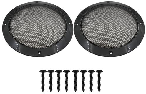 sunnates 2 Pack 6.5 Speaker Grill Metal Round Mesh Horn Guard Protector Cover with Installation Screws for Home Audio and Car Speakers Black