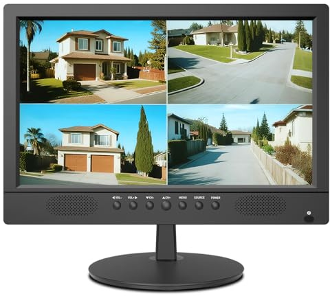Jexiop Monitor de seguridad de 40,6 cm (16 pulgadas), monitores montados en pared, admite reproducción de vídeo USB/pantalla de fotograma completo, monitores CCTV con entrada AV/HDMI, entrada VGA/BNC