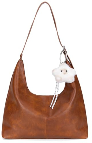 boshiho Damen Handtasche Leder Schultertasche Tote Bag Hobo Bag mit Reißverschluss — Elegante Umhängetasche Groß für Arbeit Einkaufen Reisen Geschenk