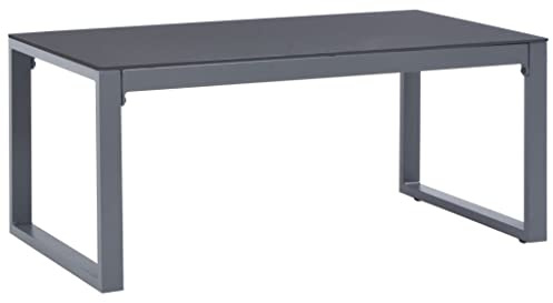 JHQHSM Table basse vintage 90 × 50 × 40 cm en aluminium avec plateau en verre, table d'appoint robuste pour terrasse, jardin et intérieur, revêtue par pulvérisation, durable et stable