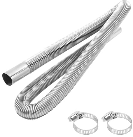 Auto Standheizung Abgasrohr,150cm Abgasschlauch,Flexibler Standheizung Auspuff,Edelstahl Dieselheizung Auspuffrohr,Auto Abgasschlauch für Stromerzeuger mit 2 Rohr Klemme für Diesel Heizung (1.5M)